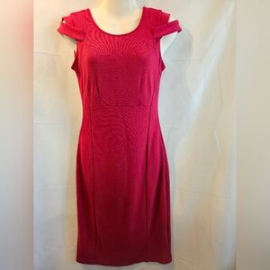 Venus Magenta Fitted Sheath Dress Cutout Shoulder Detail Size 2 Stretch